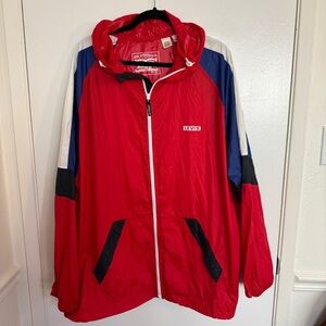 Levi's Bold Red White and Blue Hooded Full Zip Windbreaker Jacket Mens 2XL